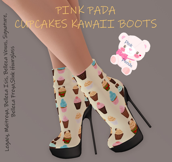 <3 Pink Panda <3  CUPCAKE KAWAII BOOTS 