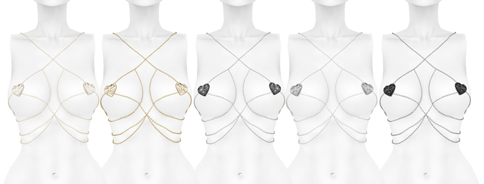 Spoiled - Tinderella Heart Chain Bra B&W Pack
