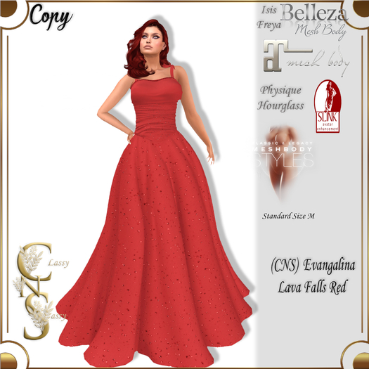 (CNS) Evangalina Gown Lava Falls Red