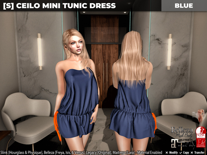 [S] Ceilo Mini Tunic Dress Blue