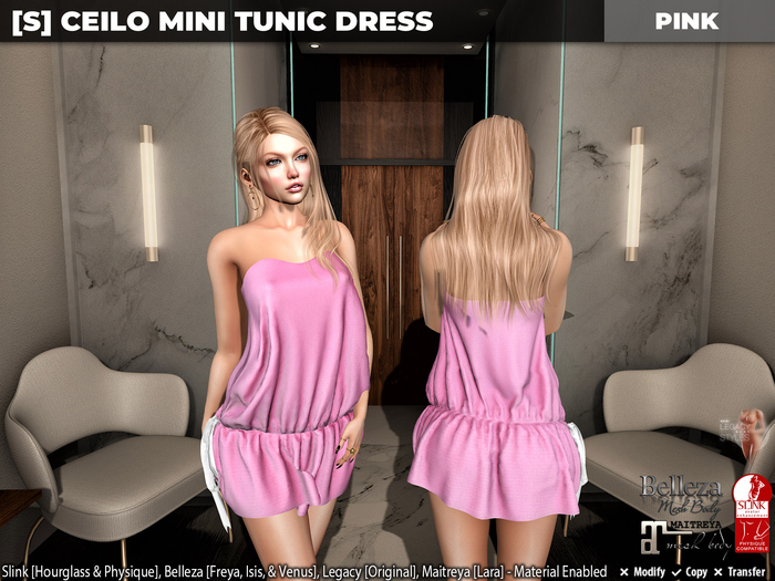 [S] Ceilo Mini Tunic Dress Pink