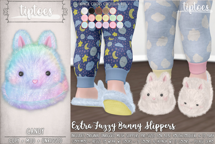 . tiptoes - Extra Fuzzy Bunny Slippers - Candy