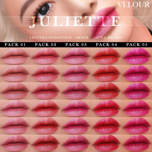 VELOUR: "Juliette" HD Lips - Pack 04 (Genus)