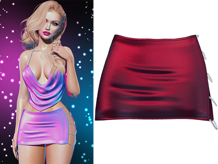 Geri Gemmed Skirt [Holo Cherry Red Wine] - Maitreya • Legacy • Freya