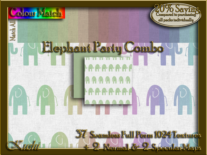 Elephant Party Combo Seamless Texture Set