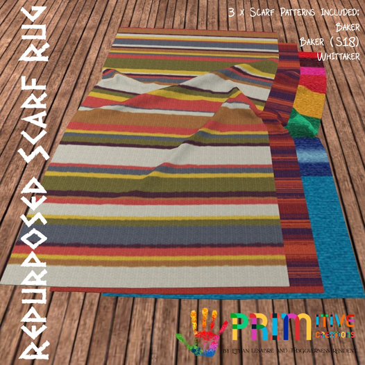 PRIMitive Whovians - Repurposed Scarf Rug v1.1