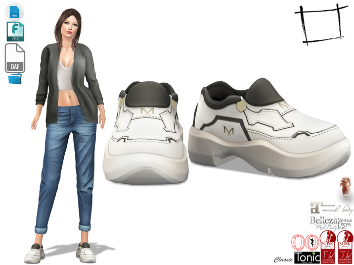 Dae Obj FBX For Casual White Sports Shoes Slink, Maitreya, Ocacin Voluptuous, Belleza, Legacy