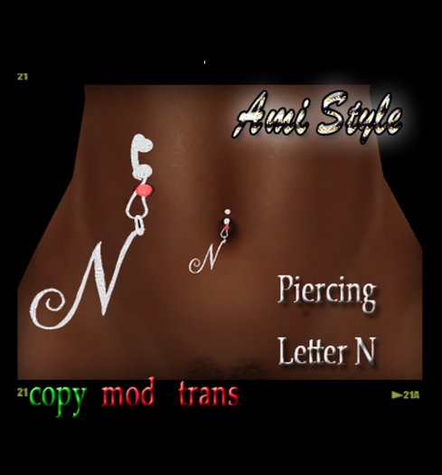 ASD Piercing Letter N