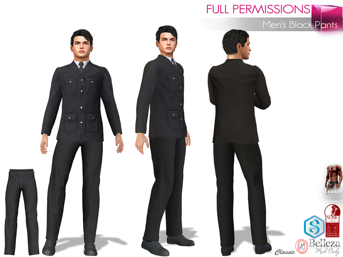 Full Perm Men's Black Pants For Legacy Belleza Jake Slink Male Signature Gamit