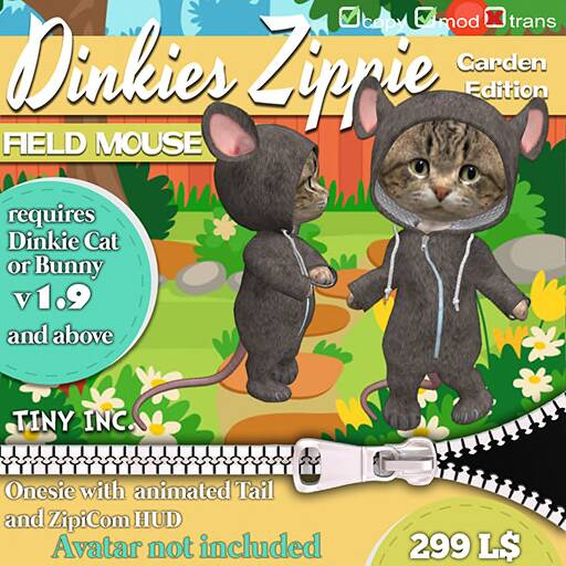TINY INC. DINKIES ZIPPIE - Garden Edition - FIELD MOUSE