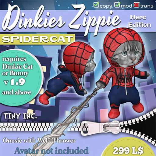 TINY INC. DINKIES ZIPPIE - Hero Edition -  SPIDERCAT