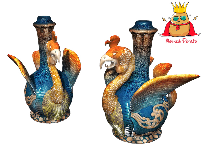 Meshed Potato - Vintage Peacock Vase - Full Perm Mesh