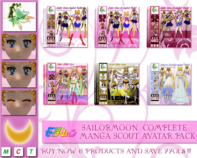 ☽ SAILORMOON COMPLETE MANGA SCOUT AVATAR PACK ☾