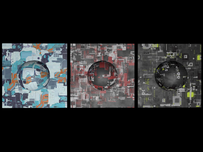 3 Full Perm Seamless 3D Computer Chips Materials Textures