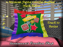 Mexican Fiesta Colorful Ruffled Mesh Pillow