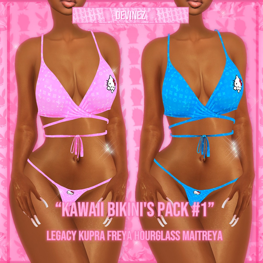DEVINEZ - "Kawaii Bikini's Pack #1" Pink / Blue (Add to Unpack)