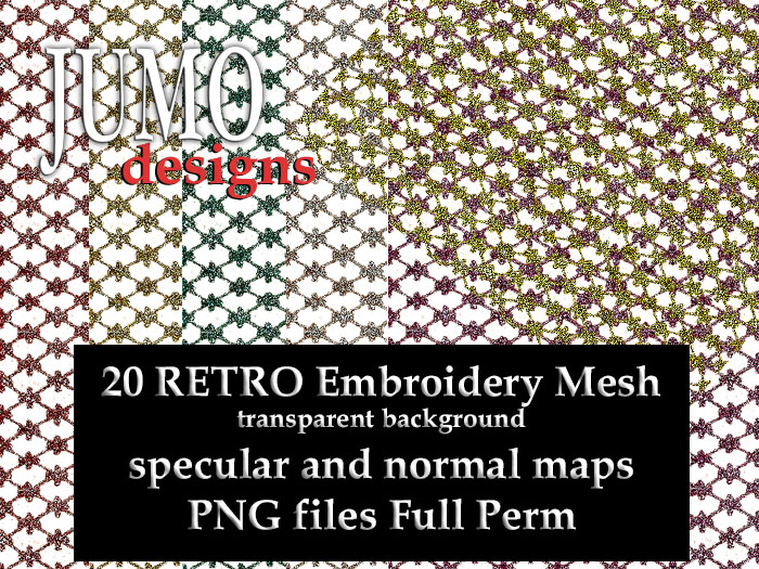 JUMO - 20 RETRO Embroidery Mesh Textures - SEAMLESS Full Perm