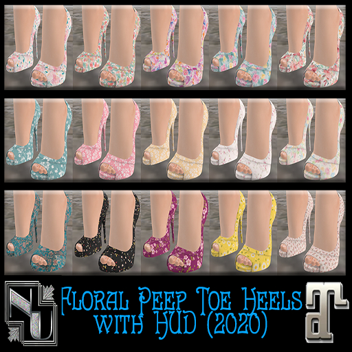 Floral Peep Toe Heels with Texture HUD (2020)