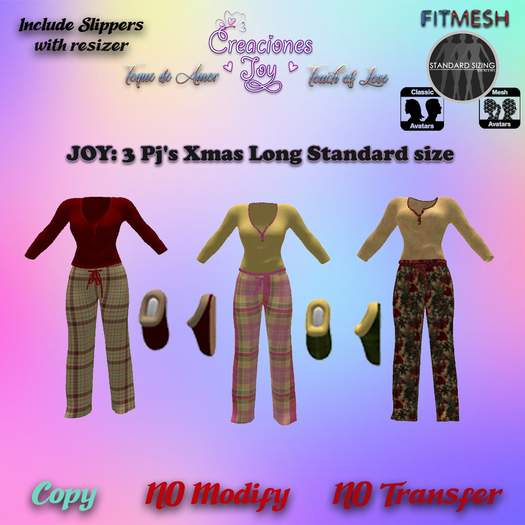 JOY: STANDARD SIZES PJ'S LONG XMAS