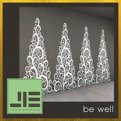 PROMO ➛ Holiday Filigree Wall Art (Set), Silver and Gold Christmas Tree Decals - C/M (Wear to Unpack)