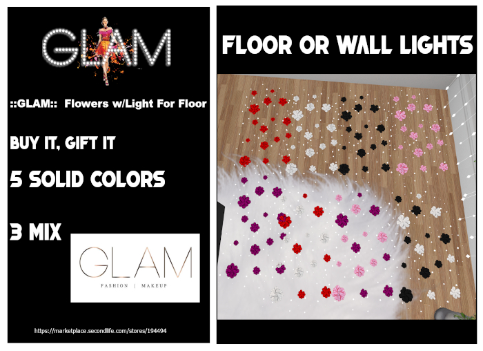 ::GLAM::  Flowers w/Light For Floor