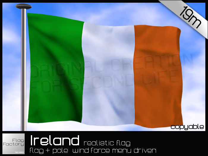 Ireland Flag 19m high Irish flag realistic waving scripted copyable