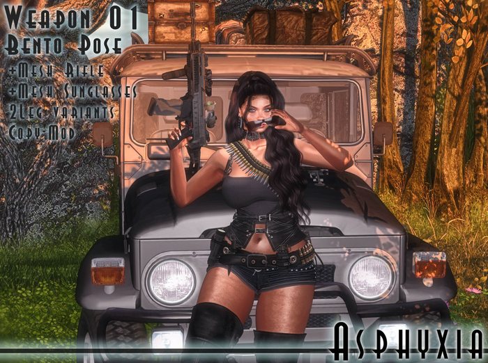 Asphyxia Weapon 01 Bento Pose + Mesh Rifle and Sunglasses