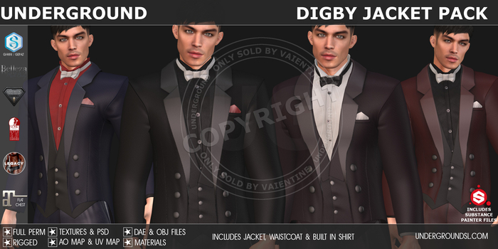 Second Life Marketplace - [UG MESH] DIGBY JACKET PACK - FULL PERM