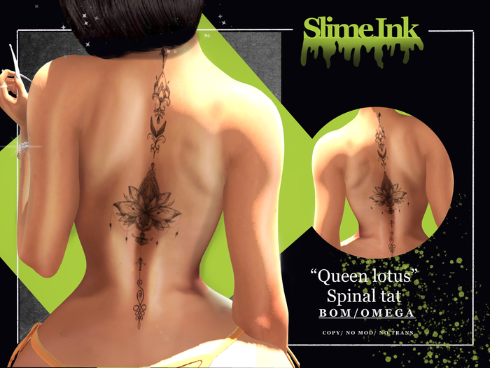 Queen Lotus Spinal Tattoo