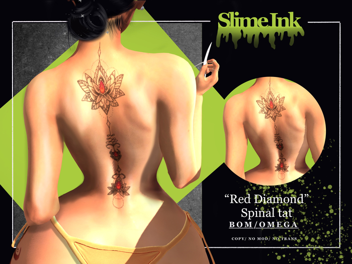 Red Diamond Spinal Tattoo