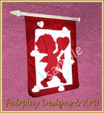 **SILK CUPID Valentine  Yard Flag! Wind Blown TRANSFER ONLY