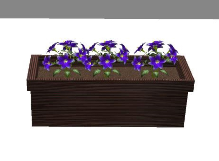 purple flower wooden rectangle pot