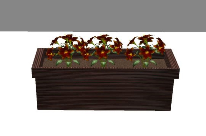 orange flower wooden rectangle pot