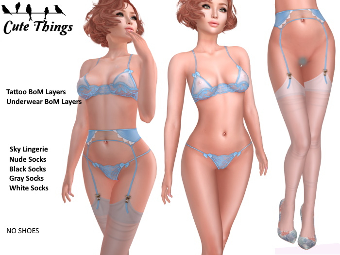 [CT] "Hello Sweety" Lingerie Sky - BoM Layers - Nude, White, Gray, Black Socks 
