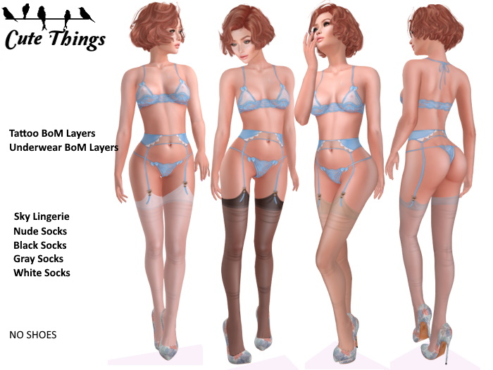 [CT] "Hello Sweety" Lingerie Sky- BoM Layers - Nude, White, Gray, Black Socks DEMO
