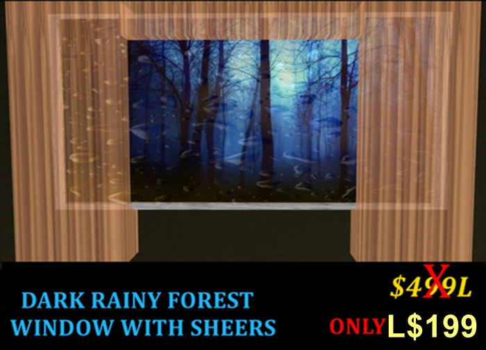 RAINY WINDOW IN THE FOREST WITH SHEER CURTAINS-PEACH