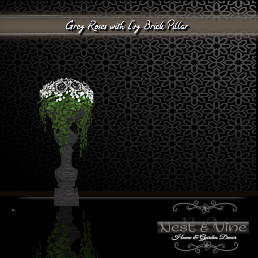 Grey Roses with Ivy Brick Pillar