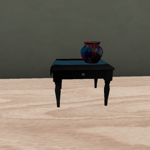 Square Side Table with pottery