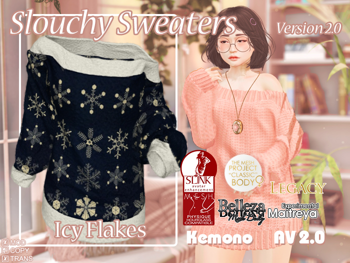{MB} Slouchy Sweater Ice Flakes Blue