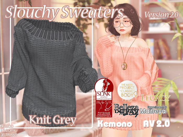 {MB} Slouchy Sweater Knit Grey