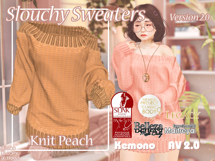 {MB} Slouchy Sweater Knit Peach