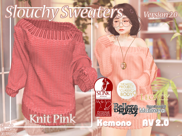 {MB} Slouchy Sweater Knit Pink