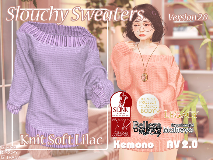 {MB} Slouchy Sweater Knit Soft Lilac