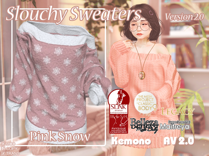{MB} Slouchy Sweater Pink Snow