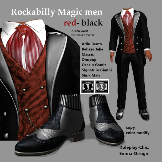 RP-Chic Rockabilly Magic men red black
