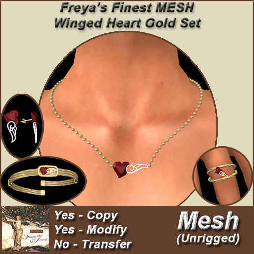 Freya's Finest Mesh Winged Heart Gold Set