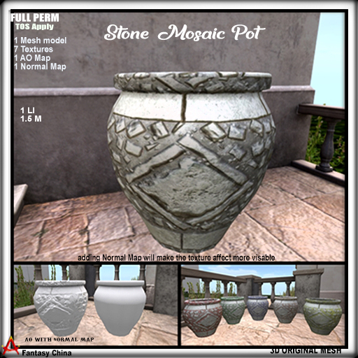 Full Perm Stone Mosaic Pot