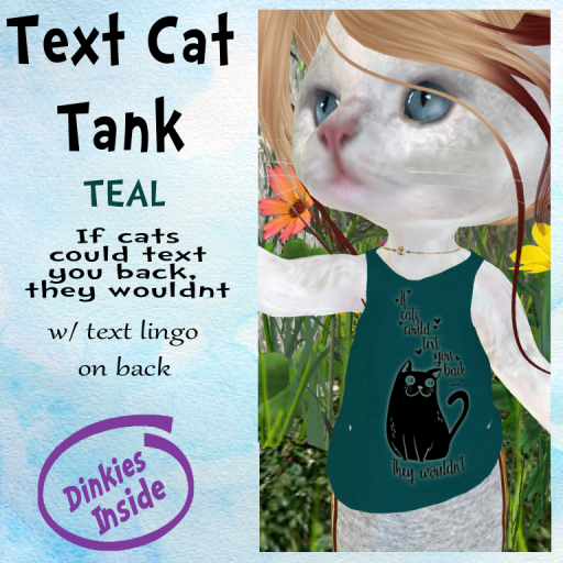 ~DI~ Text Cat Tank *Teal