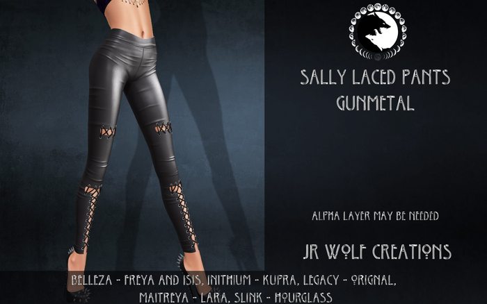 Sally Laced Pants Gunmetal ADD ME (JR Wolf Creations)