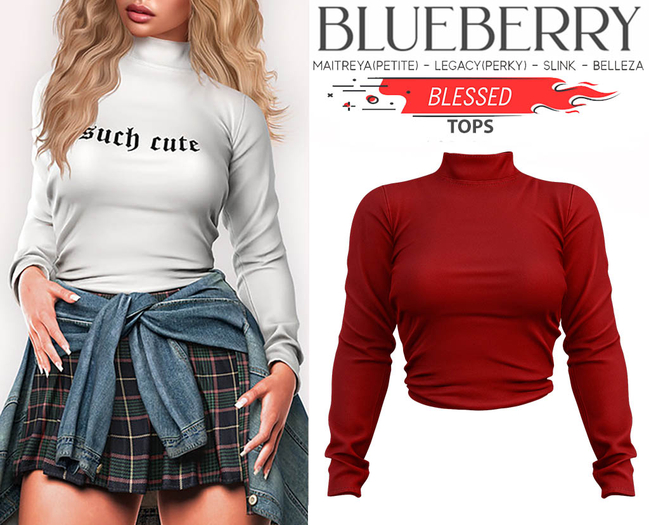 Blueberry - Blessed - Tops - Red